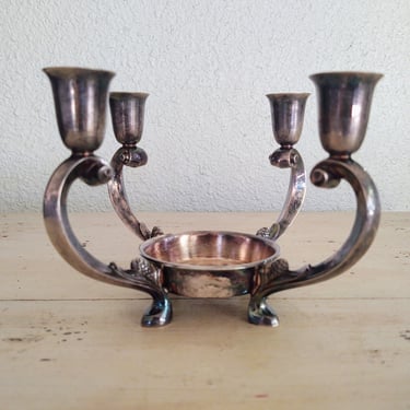 1940's Reed & Barton Silver Plated Footed Candlestick Holder - Made in USA 