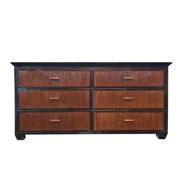 Vintage Oriental Bamboo Accent 6 Drawers Credenza Sideboard Dresser Cabinet ws4292E 