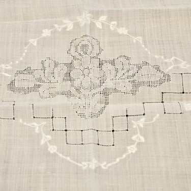 Antique Madeira Tablecloth Hand Made Embroidery Pulled Thread & Cut Work Lace Mint Condition 1920 Gift for Her Wedding Gift Fine Linens 