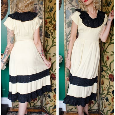 1940s Dress // Afternoon Sun Cotton Dress // vintage 40s dress 