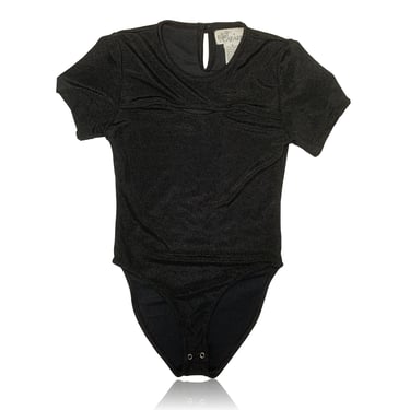 90s Bodysuit Short Sleeve Black // Keyhole Back // Cabaret // Size Medium 