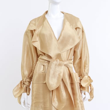 Oversized Golden Silk Trench Coat