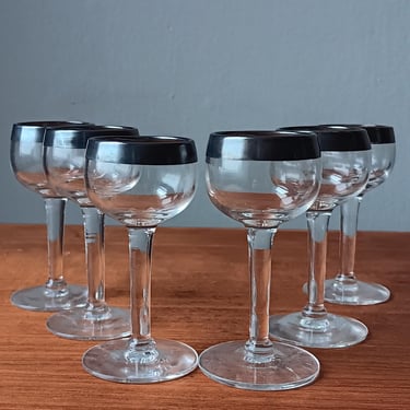 Dorothy Thorpe Cordials with Silver Bands | Set of 6 