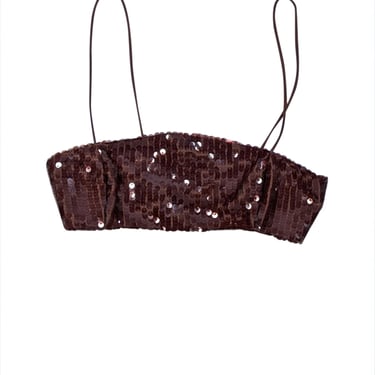 Ronny Kobo - Brown Sequin &quot;Syd&quot; Crop Top Sz XS
