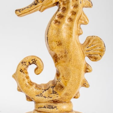 Craquelure Glazed Ceramic Seahorse Sculpture