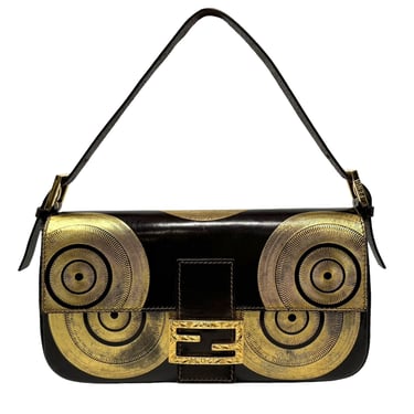 Fendi Brown Leather Painted Baguette