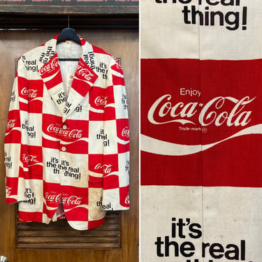Vintage 1960’s Coca-Cola Soda Pop Art Blazer Sport Coat Jacket, 60’s Pop Art Jacket, 60’s Soda Print, 60’s Blazer, Vintage Clothing 