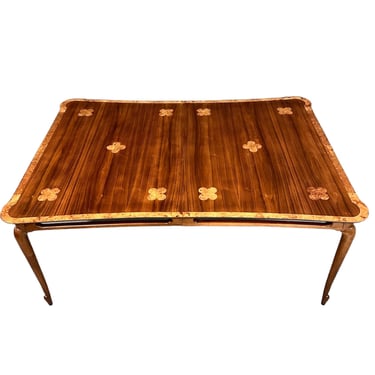 1960s Mastercraft Attributed Walnut Dining Table with Burl Accents and Trim