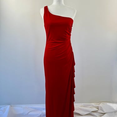 1990s Lillie Rubin Red Fitted Sheath Dress 