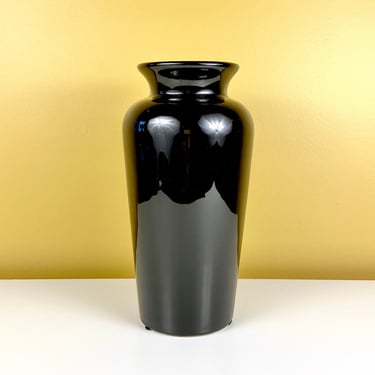 Tall Black Ceramic Vase 