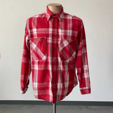 Vintage Soft Red and White Plaid Flannel Shirt / Vintage 90s Cotton Flannel / Vintage Red Plaid Flannel / Vtg Cotton Flannel Shirt / Big Mac 