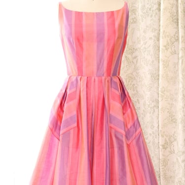 1950s Candy Stripe Pocket Dress M
