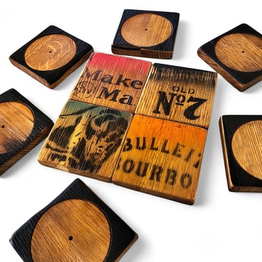 Bourbon Barrel Coasters - Random Assortment - Stocking Stuffers - Holiday Whiskey Gifts Sets 