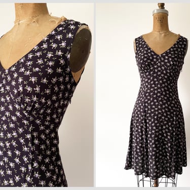 Vintage ‘90s MODA International rayon floral print mini dress, deep purple | sleeveless 90s grunge dress, XS 4 