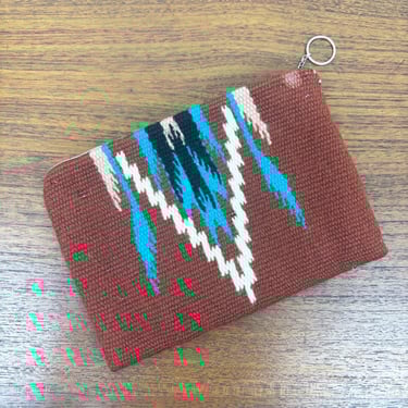 Vintage 1930s 1940s Chimayo Woven Wool Pouch with Great Talon Zipper Puller 