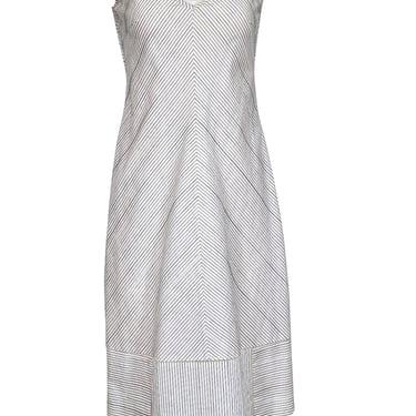 Piazza Sempione - White w/ Black Stripes Sleeveless Midi Dress Sz 8