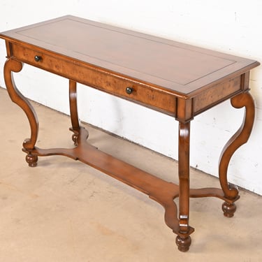 Baker Furniture Italian Provincial Cherry and Burl Wood Console or Sofa Table