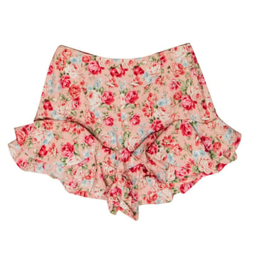Petersyn - Pink Floral Print High Waisted Ruffle Shorts Sz XS