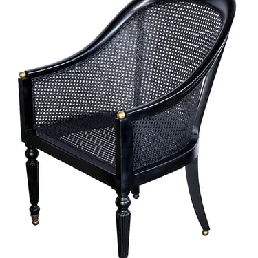 Handsome English Regency Style Ebonized Library Chair