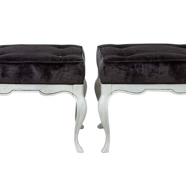 Pair Of Painted Upholstered Benches