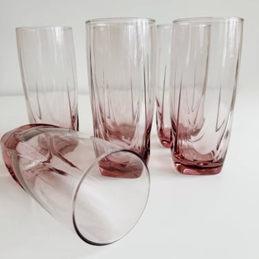 Set of 6 Pink Glass Tumblers