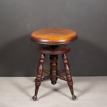 Late 19th c. Mahogany Claw Foot Piano Stool c.1880