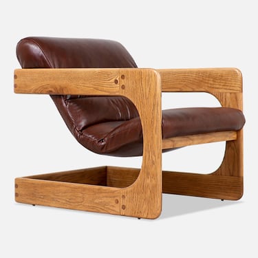 Lou Hodges Floating Seat Leather Lounge Chair for California Design Group
