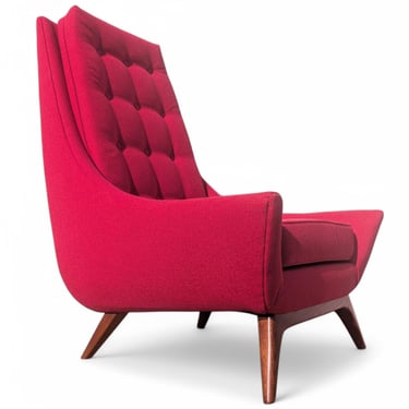 Mid Century Modern High Back Lounge Chair in Red 