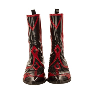 Dolce &amp; Gabbana Red Western Ankle Boots
