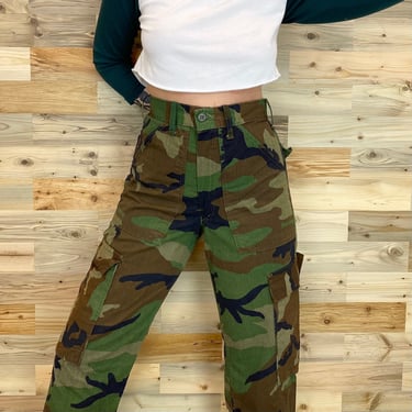70's High Rise Camouflage Camo Pants / Size 26 