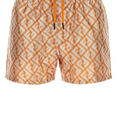 Fendi Man Embroidered Polyester Swimming Shorts