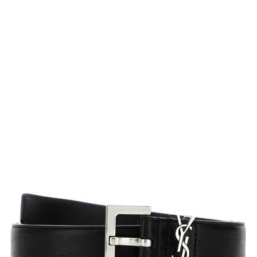 Saint Laurent Men Black Leather Belt