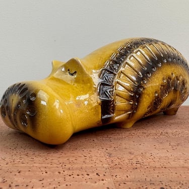 Italica ARS Ceramic Hippo Coin Bank | Yellow Brown | Italy 