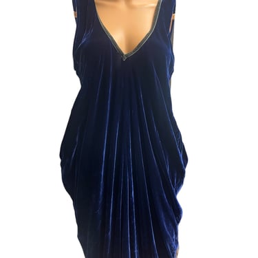 Luluvia Blue Dress, Blue Dress, Velvet Dress, Vintage Prom Dress, Lu Luvia Dress, Prom Dress, Pleated Velvet Dress, Draped Velvet Dress 