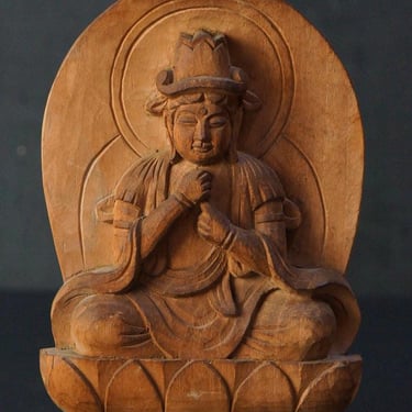 Japanese sculpture Butsuzo Buddha wood carving 1914 Kiri wood C 