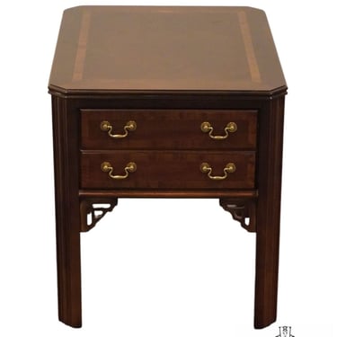 LANE FURNITURE Banded Mahogany Traditional Chippendale Style 20" Accent End Table 