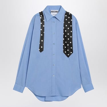 Moschino Light Blue Shirt With Polka Dot Tie Print Women