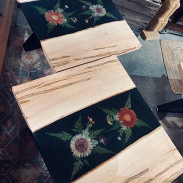 Live Edge Maple, Resin, and Real Dried Flowers End Tables (PAIR)