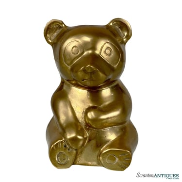 Vintage Boho Brass Chinese Panda Bear Paperweight Sculpture