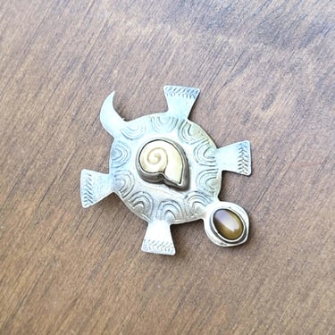 Janice Lee Ripley Camenae Turtle Pin - 925 Sterling Silver JLR Handcrafted - Totem-Spirit Animal 