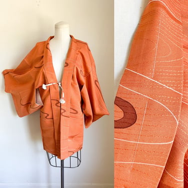 Vintage Deadstock Orange Haori / Kimono Jacket - Sunrise 
