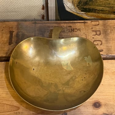 Free Shipping Within Continental US - Vintage possibly  brass apple shaped Trinket Dish 