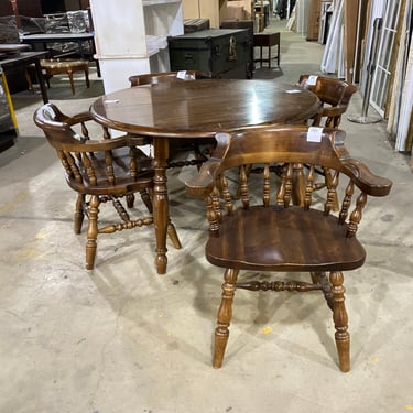 Dining Set with Round Table and 4 Sturdy Captain Chairs