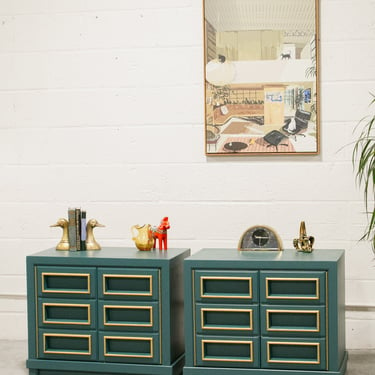 Teal and Gold Nightstands