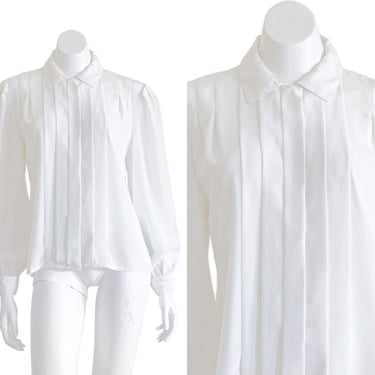 1980s warm white silky blouse 