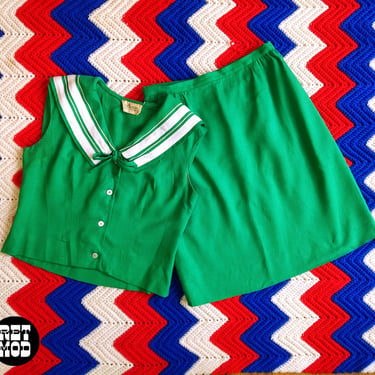 Sweet as Pie Vintage 60s Green Mod Sailor Skirt Set by Susan Thomas 