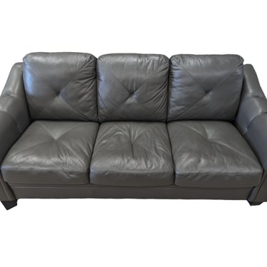 Gray Tufted Leather Couch