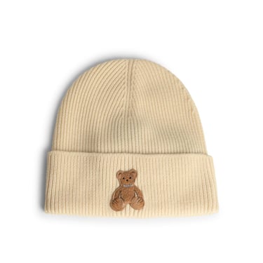 Palm Angels Cream Wool Bear In Mind' Beanie Man