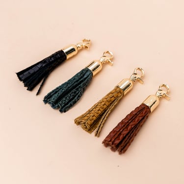 Leather Tassel Key Fob - Woven Leather 