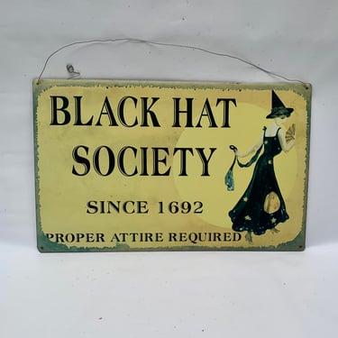 Black Cat Society Sign in Metal